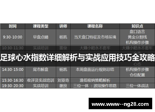 足球心水指数详细解析与实战应用技巧全攻略