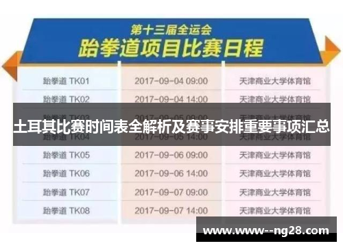 土耳其比赛时间表全解析及赛事安排重要事项汇总